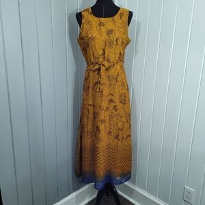 Amilano Collection Sz Medium Sleevless Floral Maxi Dress Lightweight Sheer Lined